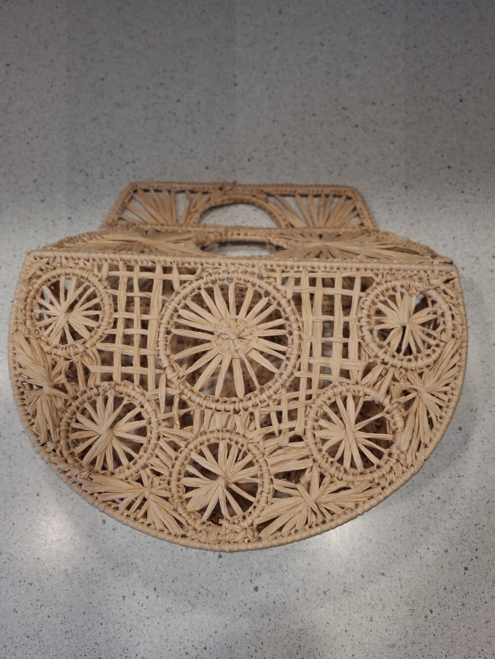 Good Hart Handwoven Half-Moon Wicker Clutch in Natural